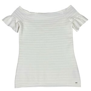 Ted Baker Misteey Bardot Frill Sleeve Off Shoulder Fitted Flattering Top US Sz 8